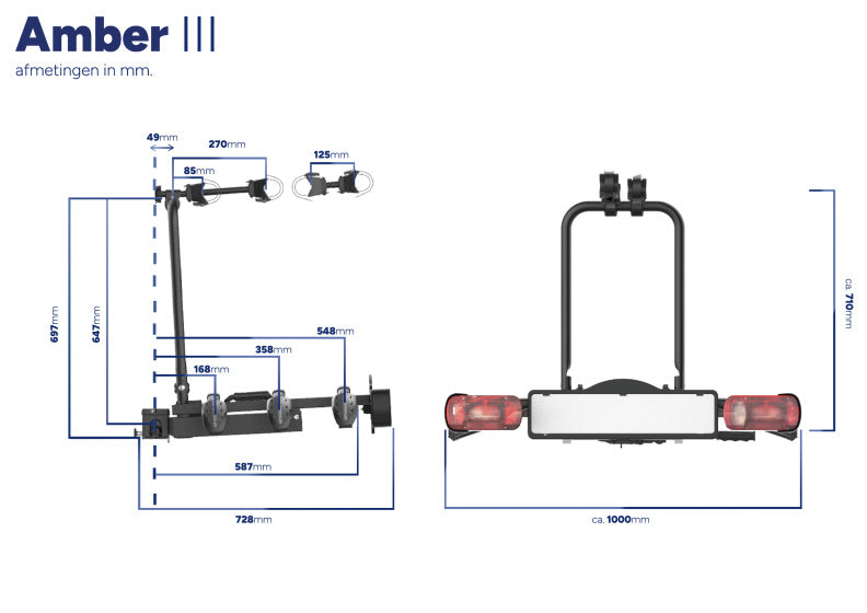Pro-User Amber III Towbar Bicycle Carrier 7 13 broches max.