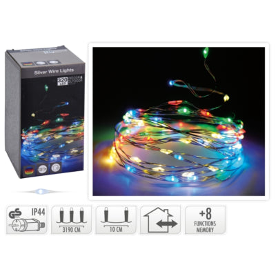 Chaîne lumineuse 320 LED prise UE multicolore 32 mètres | 12 pièces