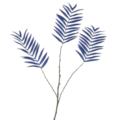 Daan branche artificielle en bois courbé feuille de palmier soie bleu 95 cm | 6 pièces