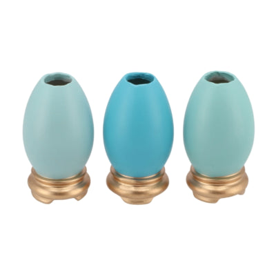 Daan décoration de Pâques en bois courbé Oeuf de Pâques bleu 11,5 cm 3 assortis | 12 pièces