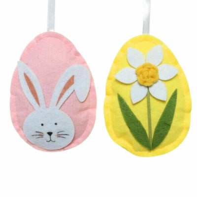 Pendentif œuf de Pâques en feutre 11,5 cm 2 assortis | 72 pièces