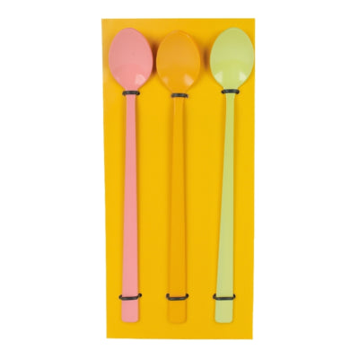 Cuillère à cocktail métal rose jaune vert 22 cm lot de 3 b-choice | 24 pièces