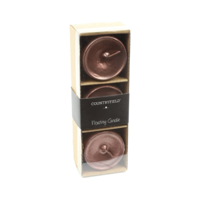 Countryfield bougie flottante bollie métallisé cuivre 5 cm lot de 3 | 24 pièces