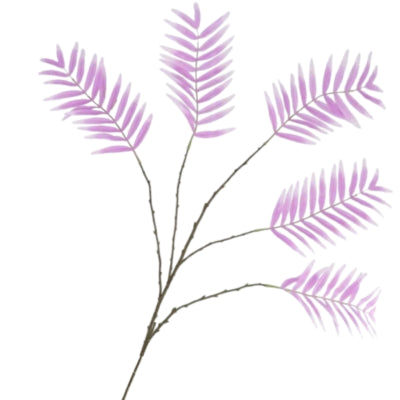 Daan branche artificielle en bois courbé feuille de palmier soie lilas 125 cm | 6 pièces