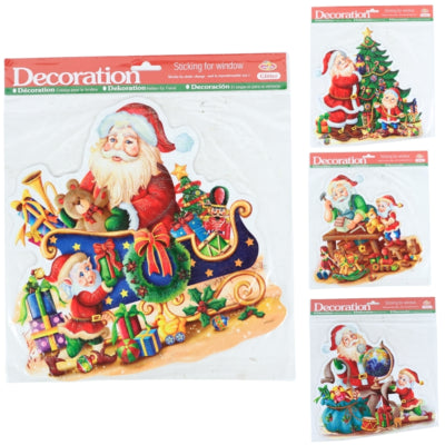 Autocollants pour fenêtres Père Noël 30 cm 4 assortis | 96 pièces