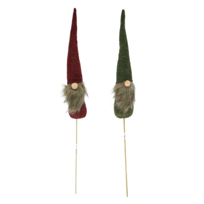 Gnome sur bâton 95 cm 2 assortis | 24 pièces