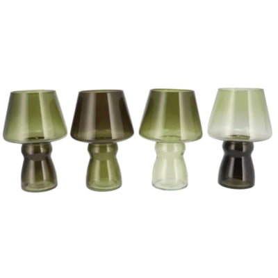 Vase Daan en bois courbé bicolore vert 25 cm 4 assortis | 4 pièces