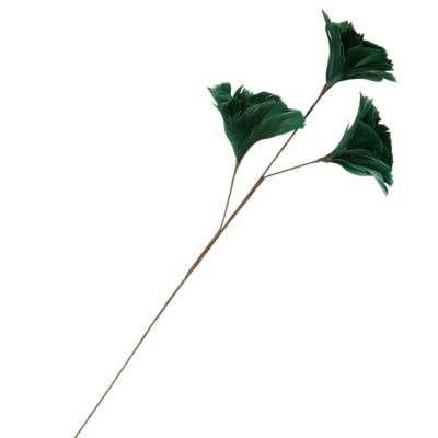 Light Living branche artificielle plumes fleurs vert foncé 75 cm | 16 pièces