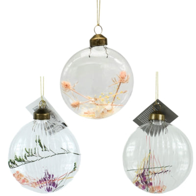 Pendentif décoratif fleurs séchées verre 13 cm 8 assortis | 48 pièces