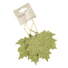 Pendentif feuille pailletée vert olive 10,5 cm lot de 2 | 48 pièces