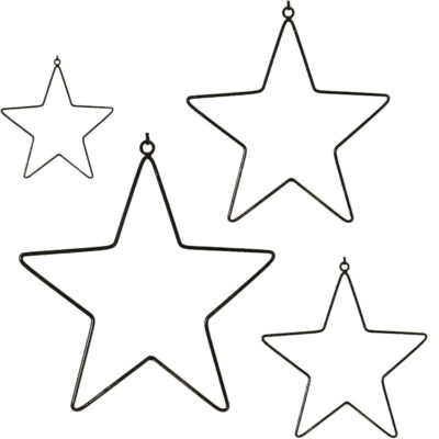 Pendentif étoiles Noël noir 30 cm lot de 4 | 10 pièces