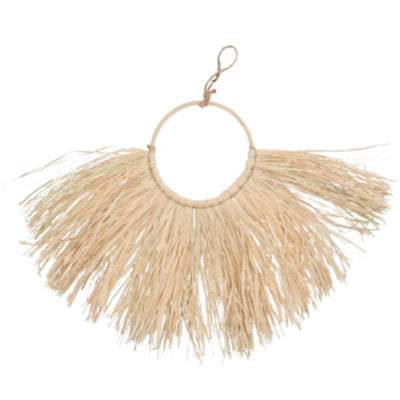 Daan décoration murale en bois courbé raphia boho naturel 62 cm | 10 pièces