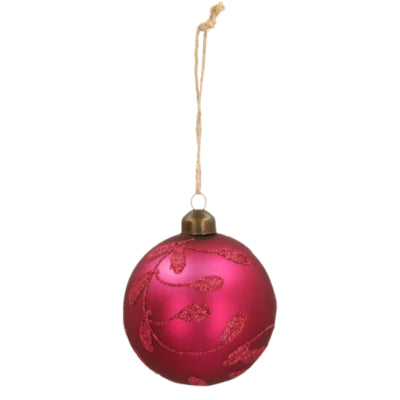 Ngk Boule de Noël feuille de baies verre rose 8 cm | 24 pièces