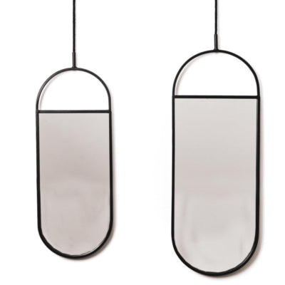 Housevitamin miroir mural métal noir 60 cm lot de 2 | 6 pièces