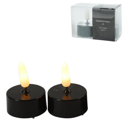 Countryfield LED bougie chauffe-plat élégance effet flamme noir 5 cm lot de 2 | 24 pièces