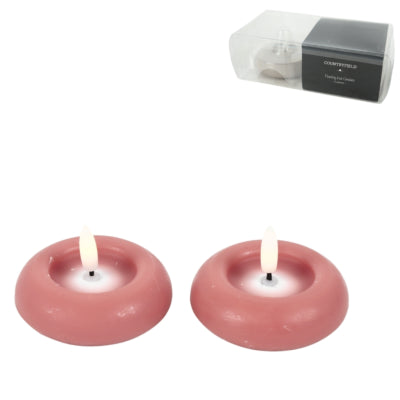 Countryfield LED bougie flottante Lyon effet flamme rose 7,5 cm lot de 2 | 12 pièces