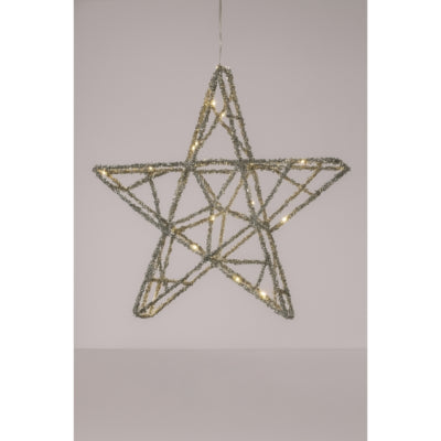 Étoile de Noël LED sur pile argentée 40 cm | 6 pièces