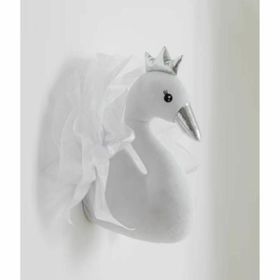 J-line décoration murale cygne en peluche 46 cm | 6 pièces