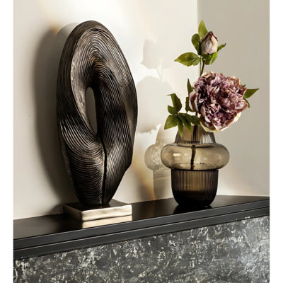 Ptmd vase marlene verre fumé marron 19,5 cm | 6 pièces