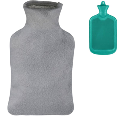 Bouillotte Relaxdays avec housse gris turquoise 1,5 l | 12 pièces