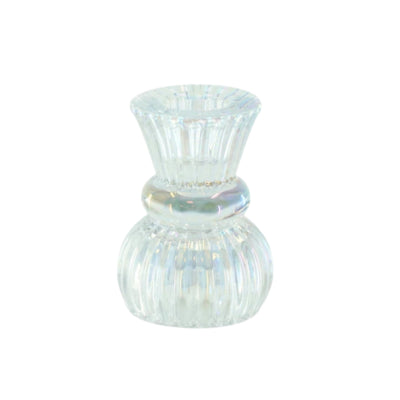 Housevitamin bougeoir duo classique nervuré verre irisé 8 cm | 24 pièces