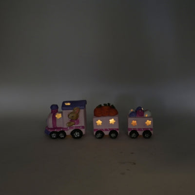 Train de Pâques LED rose sur batterie 29 cm | 12 pièces