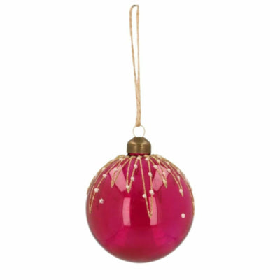 Ngk Boule de Noël Sparkle Berry Verre Rose 8 cm | 24 pièces
