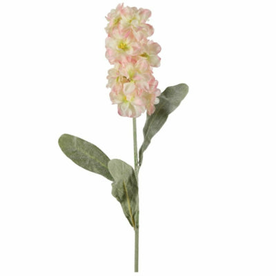 Fleur artificielle matthiola blanc rose 56 cm | 24 pièces