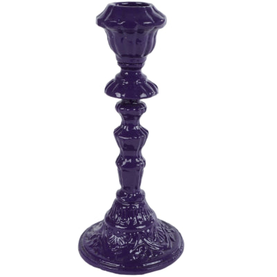 Bougeoir Naomi aluminium violet 18 cm | 16 pièces