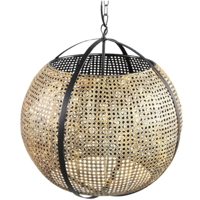 Ptmd lampe suspendue bayu noir beige 55 cm | 2 pièces