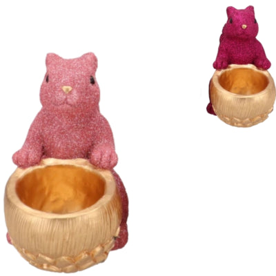 Daan bol en bois courbé Jingle écureuil assis vert couleur or 17 cm 2 assortis | 6 pièces