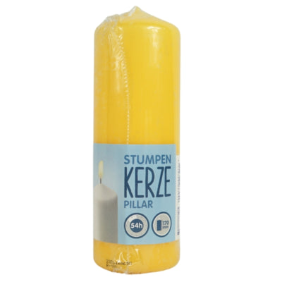 Bougie pilier jaune 6 x 17 cm | 12 pièces