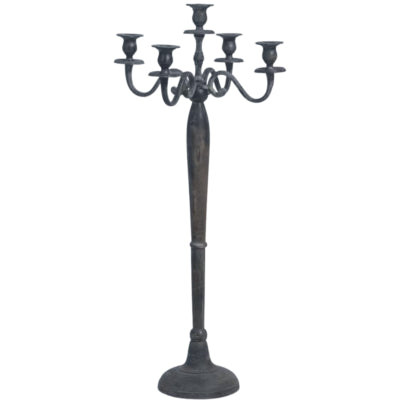 Bougeoir classique en aluminium aspect antique 78 cm | 4 pièces