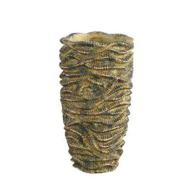 Pot de fleur Ptmd vagues marron haut m 32 cm | 4 pièces