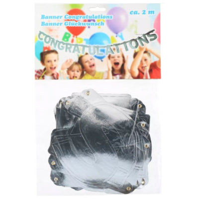 Guirlande félicitations couleur argent 2 m | 24 pièces