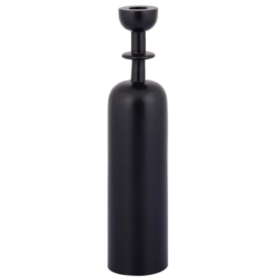 Ptmd bougeoir yanou avec anneau l aluminium noir 32 cm | 4 pièces