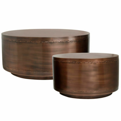 Ptmd table d'appoint Georgy métal cuivre 80 cm lot de 2