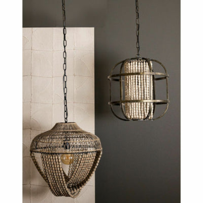 Ptmd lampe à suspension July métal bois 46 cm | 2 pièces