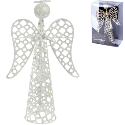 Ange de Noël scintillant LED sur batterie blanc 30 cm | 12 pièces