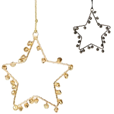 Pendentif étoile de Noël avec clochettes 11 cm 2 assortis | 72 pièces