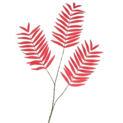 Daan branche artificielle en bois courbé feuille de palmier soie rouge 95 cm | 6 pièces