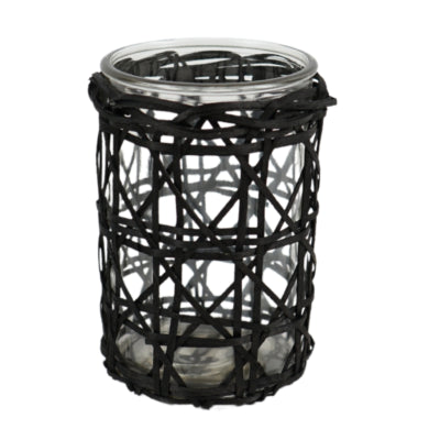Gusta photophore l rotin noir 15,5 cm | 6 pièces