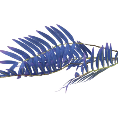 Daan branche artificielle en bois courbé feuille de palmier soie bleu 125 cm | 6 pièces
