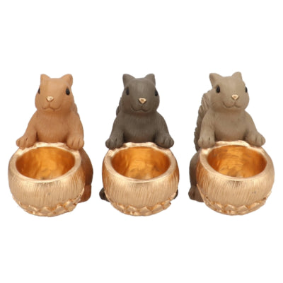 Daan bol en bois courbé Jingle écureuil assis marron 22 cm 3 assortis | 6 pièces