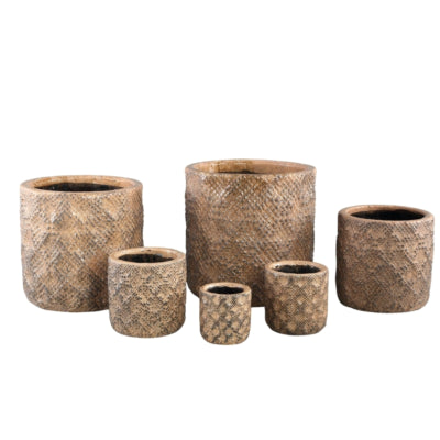 Ptmd pot de fleur melton xs marron 12 cm | 6 pièces