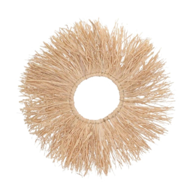 Daan décoration murale en bois courbé bague bohème en raphia 62 cm | 10 pièces