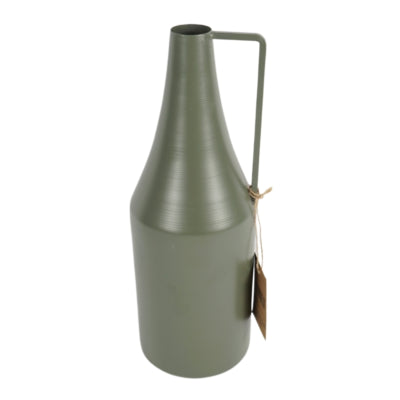 Vase bouteille métal vert 29 cm | 8 pièces