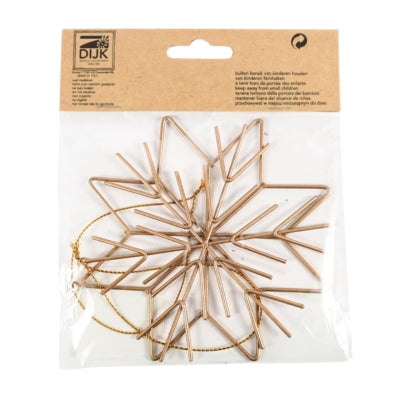 Pendentif de Noël flocon de neige en métal doré 11,5 cm lot de 2 | 48 pièces