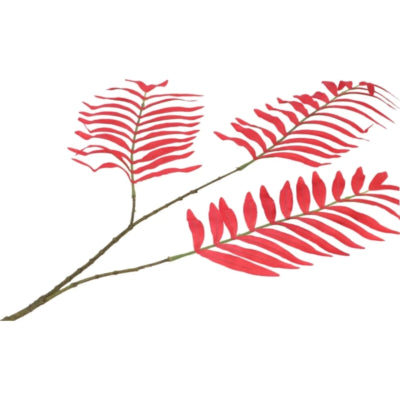 Daan branche artificielle en bois courbé feuille de palmier soie rouge 95 cm | 6 pièces