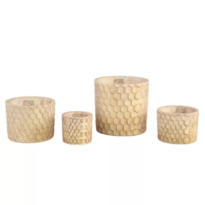 Ptmd pot de fleur colons nid d'abeille crème xs 9 cm | 24 pièces